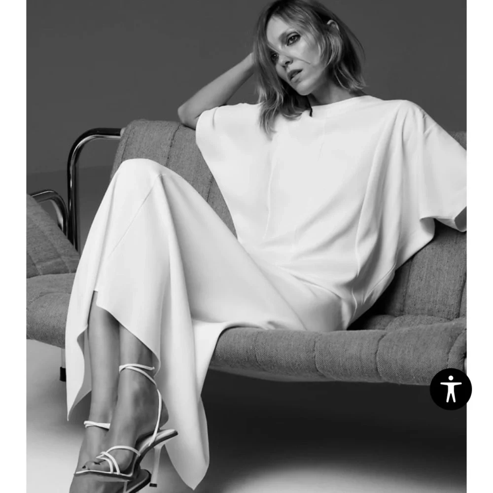 NWT ZARA Flowy Midi Dress Elegant White Maxi Dress - Picture 1 of 14